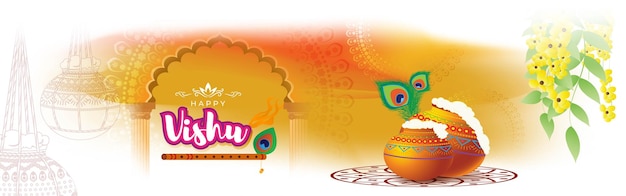 Illustration vectorielle de la bannière du concept Happy Vishu