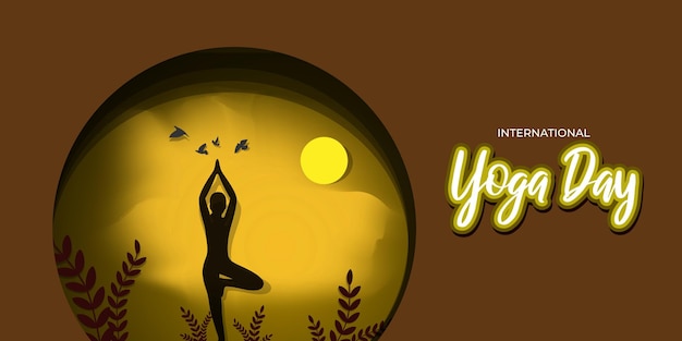 Illustration vectorielle de la bannière du concept de la journée internationale du yoga