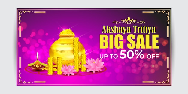 Illustration Vectorielle De La Bannière Happy Akshaya Tritiya Sale