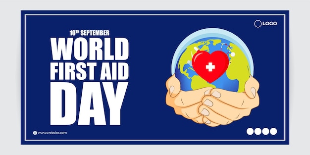 Vecteur illustration vectorielle de la bannière de la journée mondiale des premiers secours