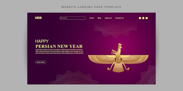 Illustration vectorielle de la bannière de la page d'atterrissage du site Web pour une bonne année parsi.