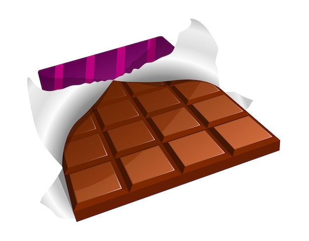 Illustration Vectorielle D'une Barre De Chocolat Avec Emballage Déchiré