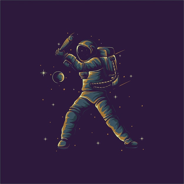 Illustration Vectorielle De Baseball Astronaute