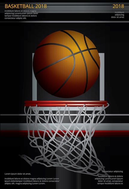 Illustration vectorielle de basket-ball affiche publicité