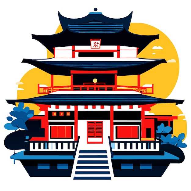 Vecteur illustration vectorielle des bâtiments traditionnels de la chine culturelle