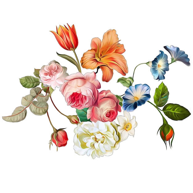 Vecteur illustration vectorielle de beau bouquet ensemble floral, feuille de fleur, verdure aquarelle, ensemble floral, bouquet
