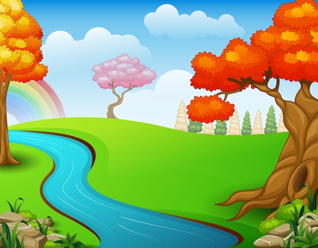 Illustration Vectorielle De Beau Paysage D'automne