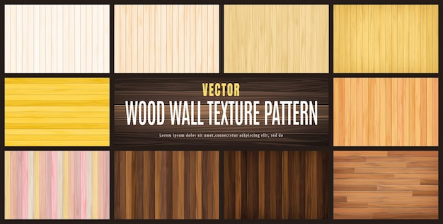 Illustration vectorielle beauté bois mur sol texture motif fond collection ensemble.