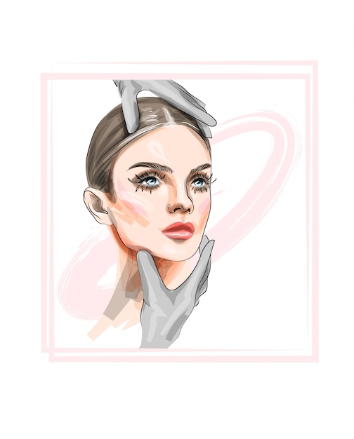 Illustration vectorielle. Belle femme avec du maquillage