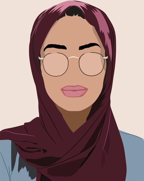 Illustration vectorielle d'une belle fille portant un foulard et des lunettes