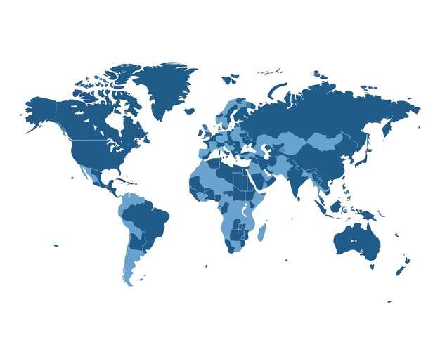 Illustration vectorielle bleue de la carte du monde moderne