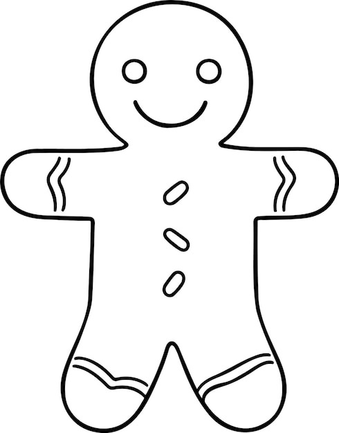 Illustration Vectorielle De Bonhomme En Pain D'épice Contour Noir Et Blanc Livre De Coloriage De Pain D'épice De Noël Ou Page Pour Enfants