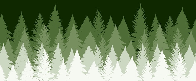 Vecteur illustration vectorielle de bordure de paysage de sapin de forêt sans couture