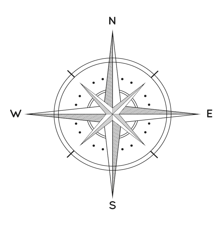 Vecteur illustration vectorielle de la boussole noire