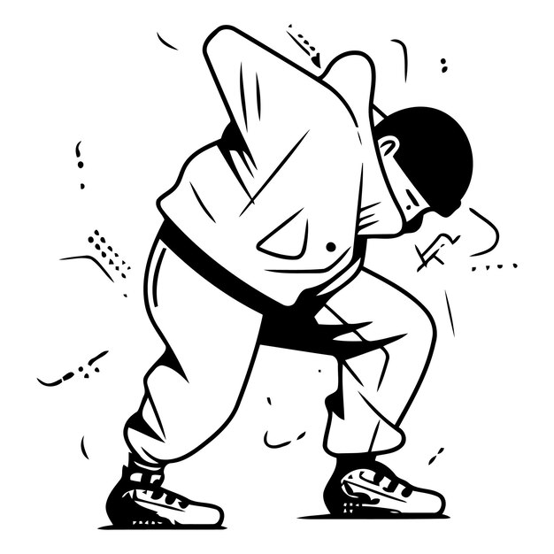 Illustration Vectorielle D'un Breakdancer Effectuant Une Breakdance