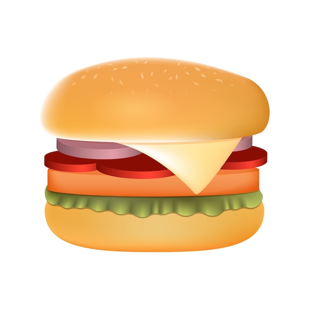 Illustration Vectorielle De Burger Réaliste Sur Fond Blanc Illustration Vectorielle De Burger