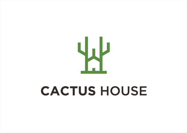 Illustration Vectorielle De Cactus Maison Logo Design