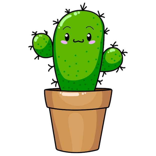 Vecteur illustration vectorielle de cactus de style mignon