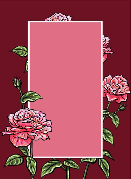 Illustration vectorielle de cadre fleur rose