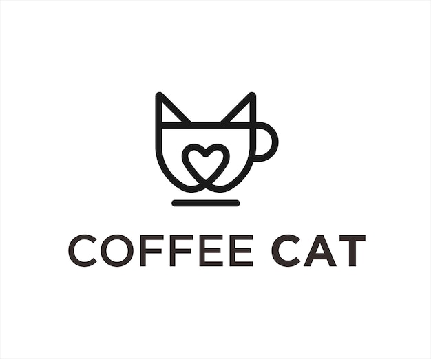 Illustration Vectorielle De Café Chat Logo Design