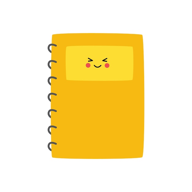 Illustration Vectorielle De Cahier Jaune Mignon Sur Fond Blanc