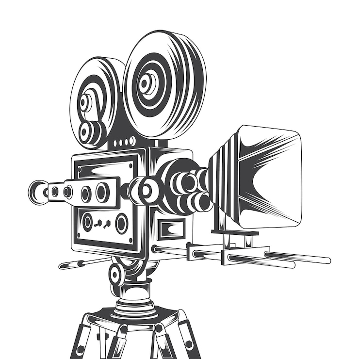 Vecteur illustration vectorielle de caméra vidéo rétro