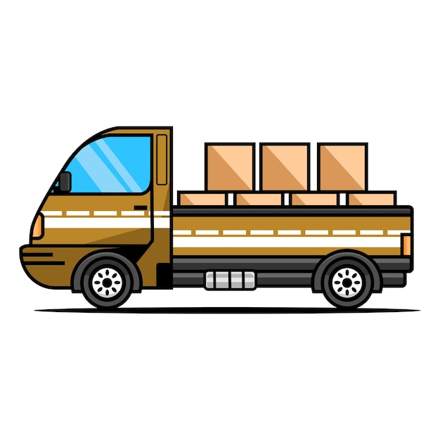 Vecteur illustration vectorielle d'une camionnette transportant des marchandises