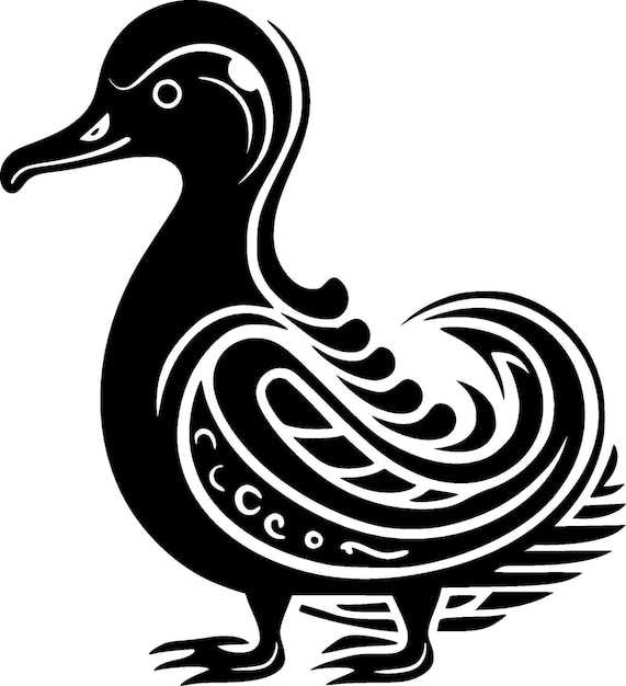 Illustration Vectorielle De Canard Noir Et Blanc