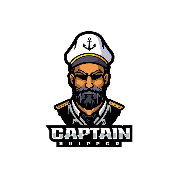 Illustration Vectorielle Capitaine Skipper Style Mascotte