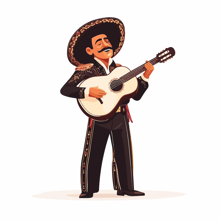 Vecteur illustration vectorielle de caractères traditionnels mexicains mariachi