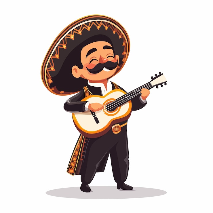 Vecteur illustration vectorielle de caractères traditionnels mexicains mariachi