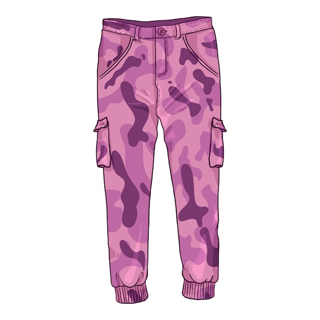 Illustration Vectorielle Caricature Pantalon Cargo Camouflage Rose