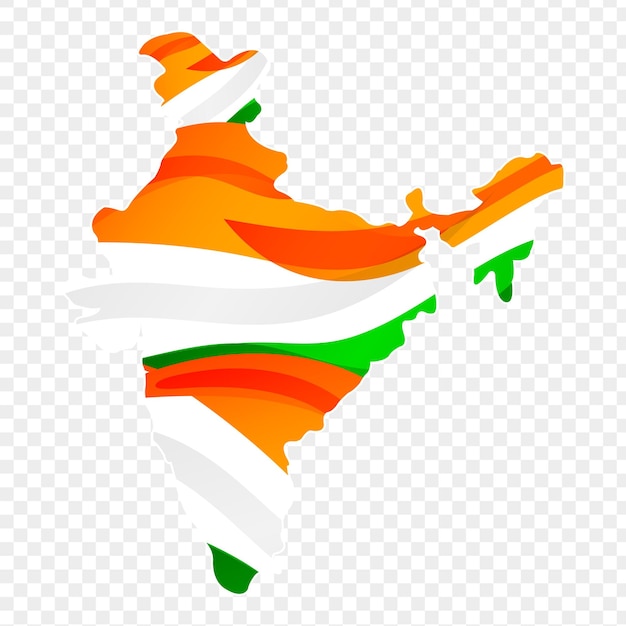 Illustration vectorielle de la carte de l'Inde en tricolore sur un fond transparent