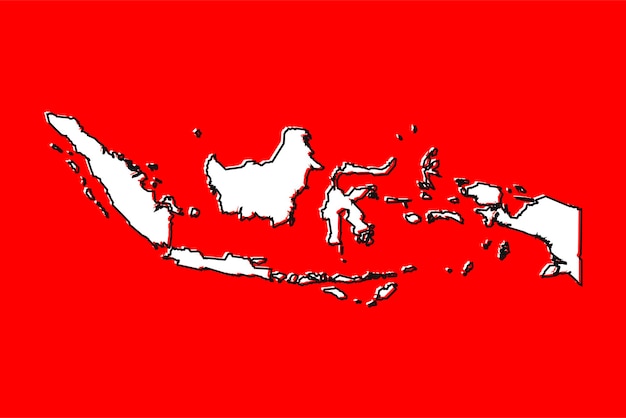 Illustration vectorielle de la carte de l'Indonésie sur fond rouge