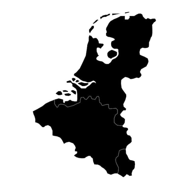 Illustration Vectorielle De La Carte Noire Du Benelux Sur Fond Blanc