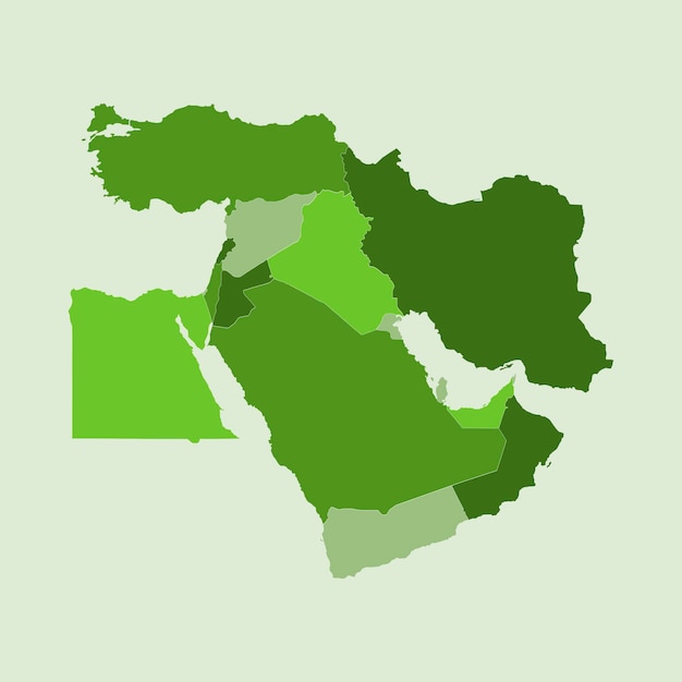 Illustration Vectorielle De La Carte Verte Du Moyen-orient