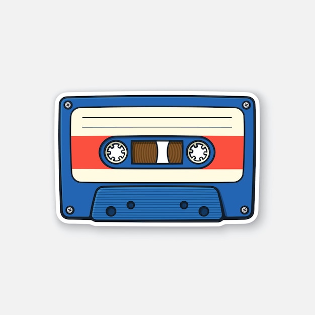 Illustration vectorielle Cassette audio rétro Support analogique pour l'enregistrement et l'écoute de musique stéréo