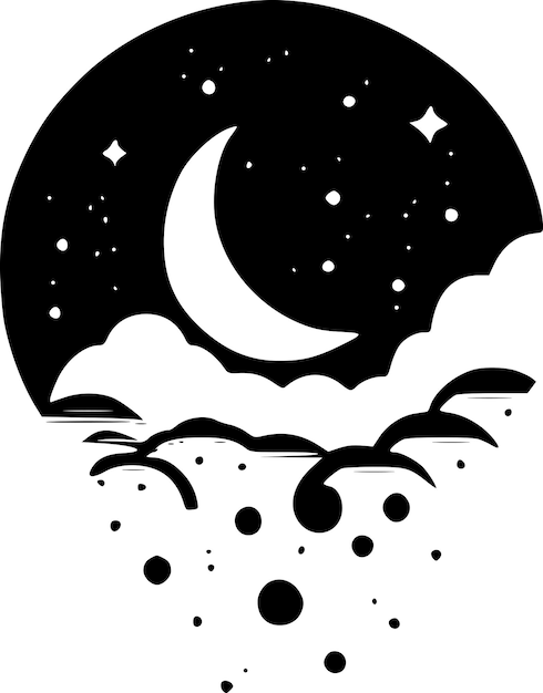 Vecteur illustration vectorielle céleste en noir et blanc