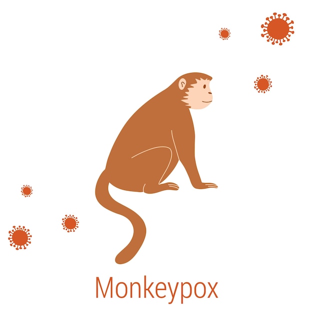 Illustration Vectorielle De Cellules De Singe Et De Virus Dans Un Style Plat Isolé Sur Fond Blanc Concept De Maladie Du Virus Monkeypox