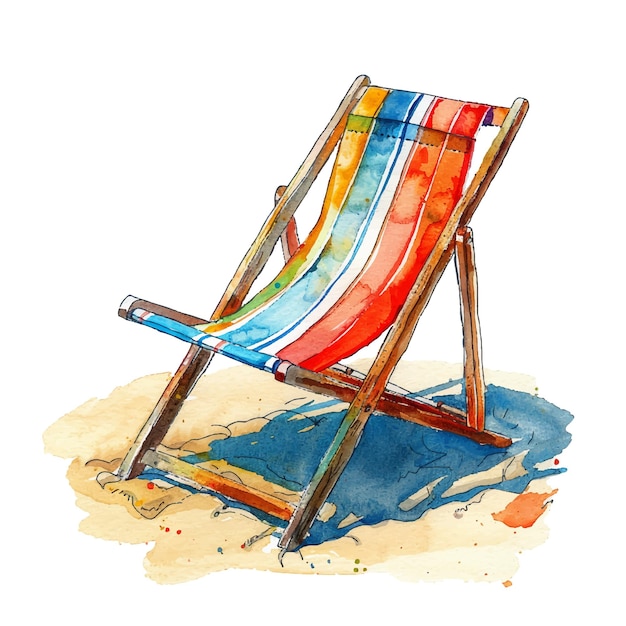 Illustration Vectorielle De Chaise De Plage Dans Le Style Aquarelle