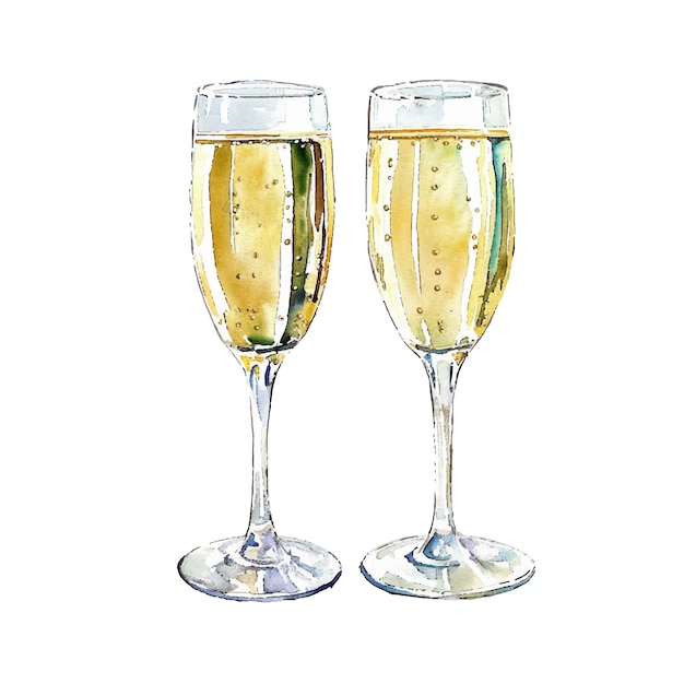 illustration vectorielle de champagne dans le style aquarelle