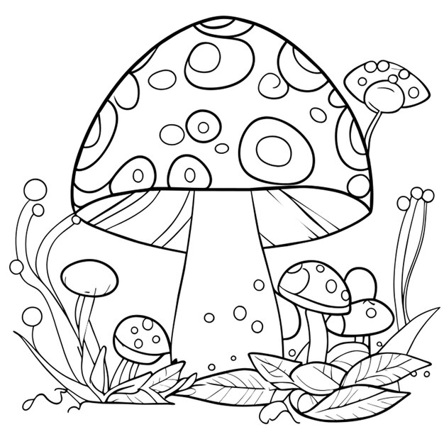 Vecteur illustration vectorielle de champignon à la ligne