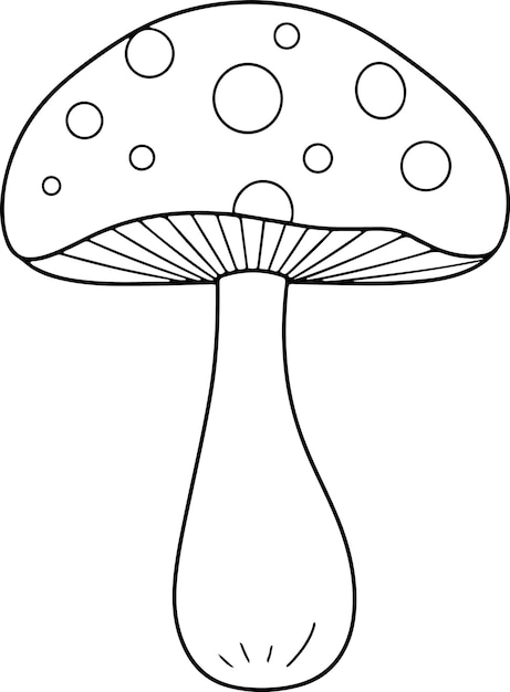 Illustration vectorielle de champignon Livre de coloriage de champignon de contour noir et blanc ou page pour les enfants