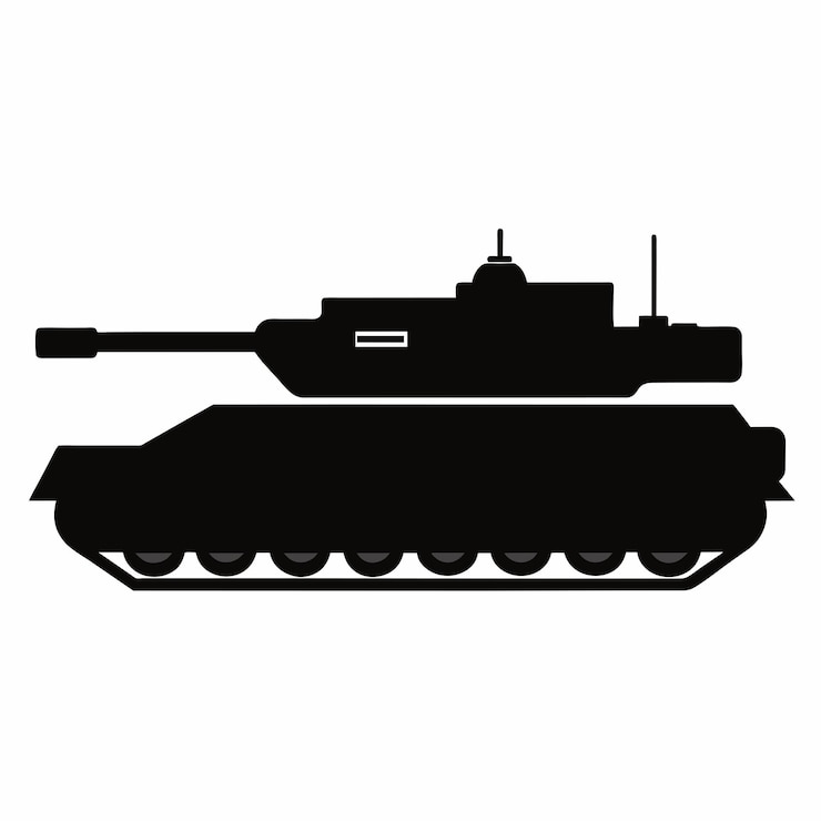 Vecteur illustration vectorielle de chars militaires silhouette vectorielle couleur noire solide silhouette 11