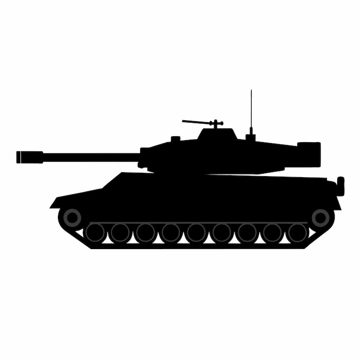 Vecteur illustration vectorielle de chars militaires silhouette vectorielle couleur noire solide silhouette 15
