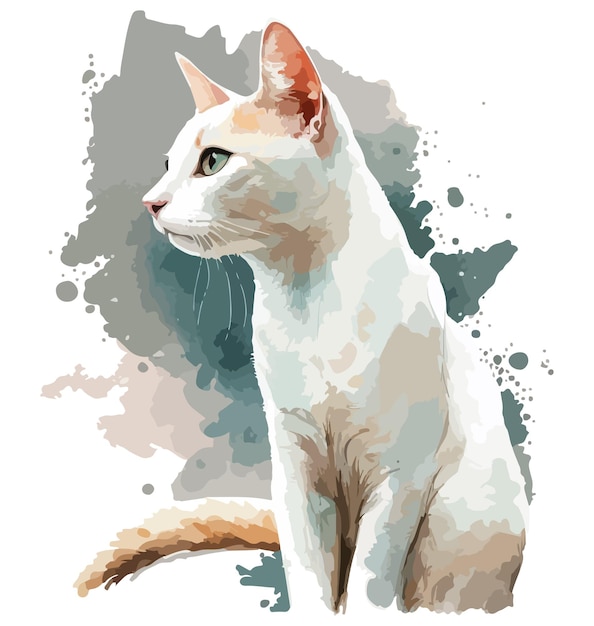 Illustration vectorielle de chat aquarelle