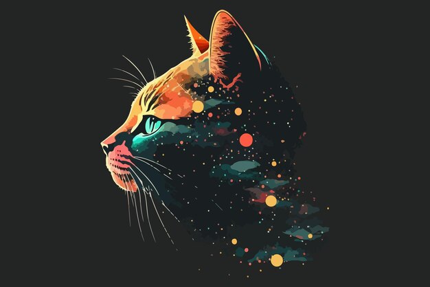 Vecteur illustration vectorielle de chat galaxie