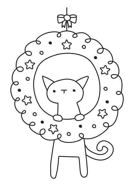 Illustration Vectorielle De Chat Guirlande De Noël