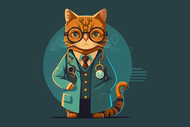 Illustration vectorielle de chat médecin