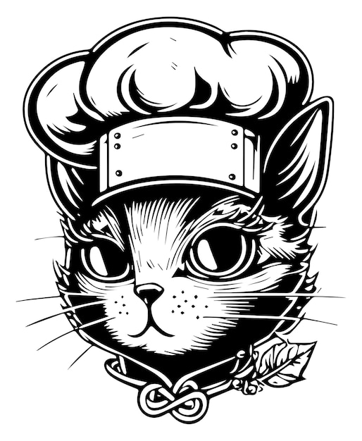 Vecteur illustration vectorielle de chat mignon chef